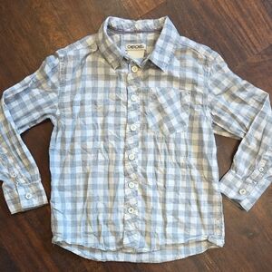 Kids 6/7 Plaid Button-Down Shirt - Gray and White